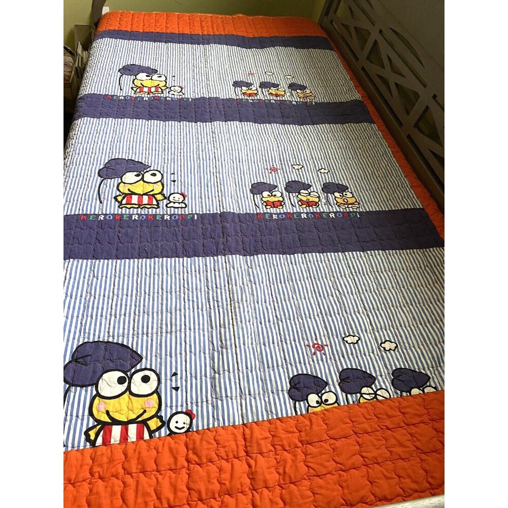 Genuine Vintage Sanrio‎ White Room KEROPPI Cotton thick Blanket Bedspread 1990s